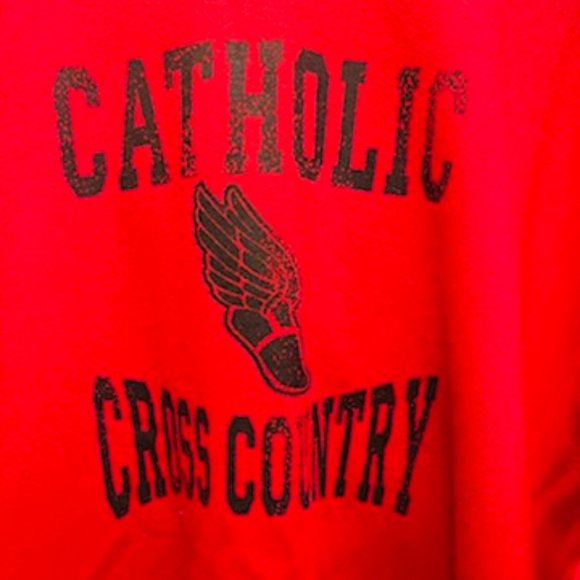 Catholic University (CUA) Cross Country Men's L Sweatshirt Red & Black Badger - Picture 2 of 5